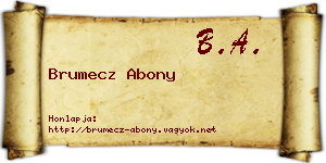 Brumecz Abony névjegykártya